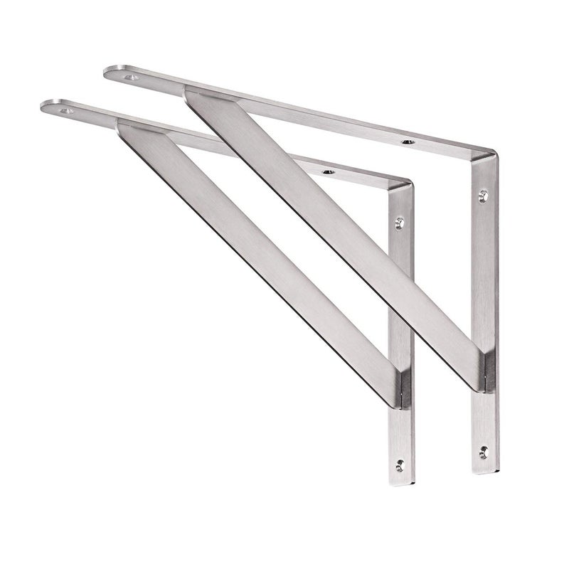YUMORE 14" Stainless Steel Shelf Bracket, Max Load: 550lb Heavy Duty Solid Shelf Support Corner Brace Joint Right Angle Bracket, Pack of 2 - Image 1